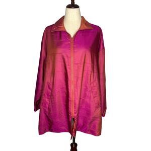 Mycra Pac One Women's Rain Jacket Size 1 S/M Metallic Pink Full Zip Reversible